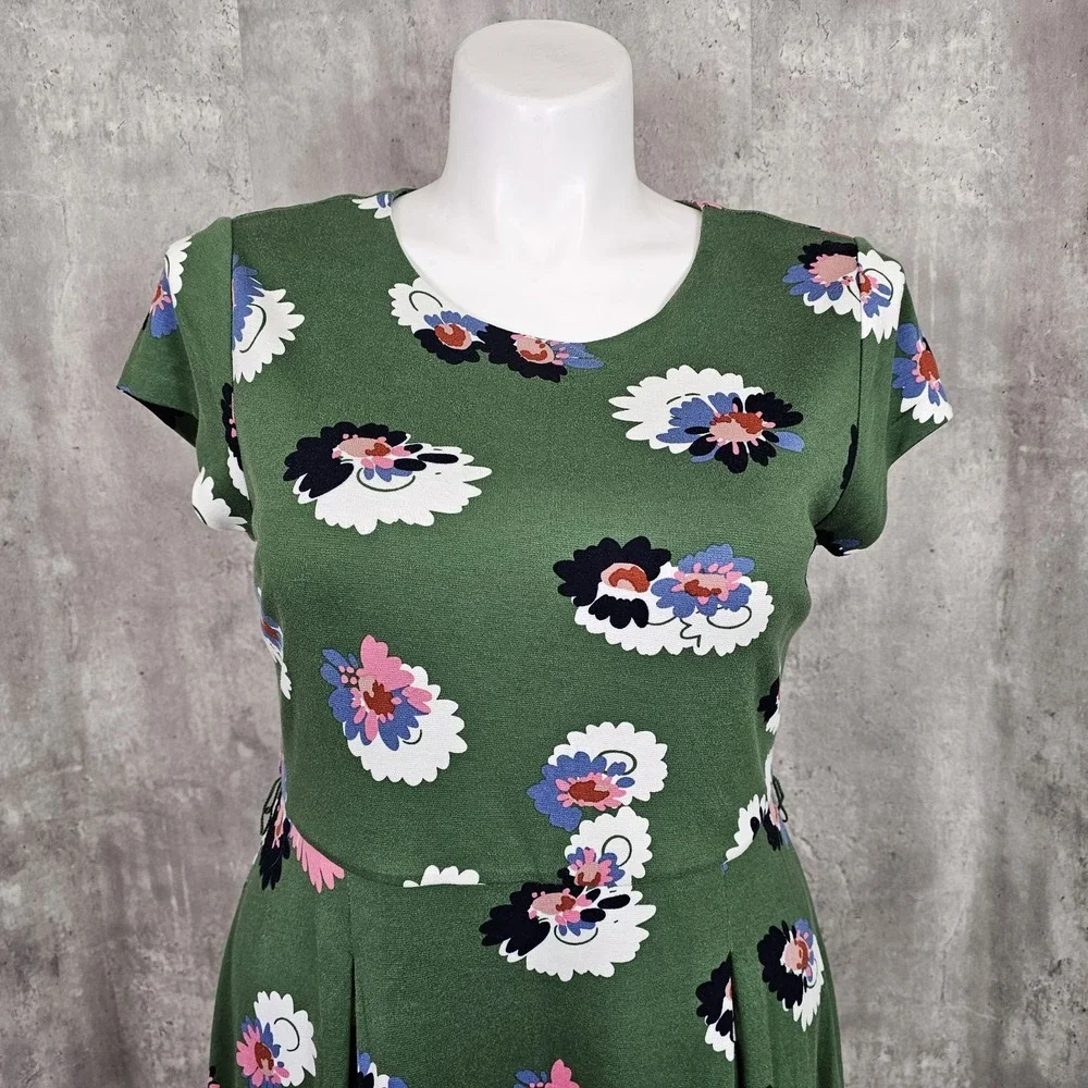 Boden Womens US10R Aide Ponte Knit Green Floral Casual Day Work Dress - Picture 2 of 9
